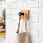 Imagen de Percha Adhesiva 1 Gancho Negro Bambu