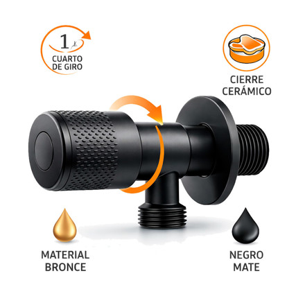 Imagen de Llave de Paso Negra Acero 1/2"