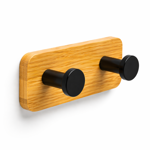 Imagen de Percha Adhesiva 2 Ganchos Negro Bambu 9x435x3.5cm Prof