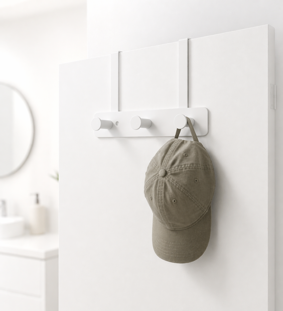 Imagen de Perchero para Puerta 3 Ganchos Blanco 23x3.5x18.5cm H