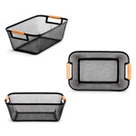 Imagen de CESTO Rejilla c/Asa Madera/Negro 35x23x16cm