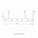 Imagen de Perchero para Puerta 5 Ganchos Blanco 42x3.5x18.5cm H