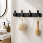 Imagen de Perchero 4 Ganchos Aluminio Negro 34.5x6x4cm Prof