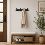 Imagen de Perchero 4 Ganchos Aluminio Negro 34.5x6x4cm Prof