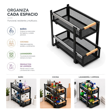 Imagen de Organizador de Mueble  2 Niveles Canastos Telescópicos