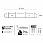 Imagen de Perchero 4 Ganchos Aluminio Negro 34.5x6x4cm Prof