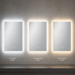 Imagen de ESPEJO LED 50x70cm Luz Variable, Desempañante y Reloj