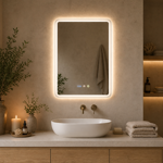 Imagen de ESPEJO LED 50x70cm Luz Variable, Desempañante y Reloj