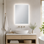 Imagen de ESPEJO LED 50x70cm Luz Variable, Desempañante y Reloj