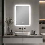 Imagen de ESPEJO LED 50x70cm Luz Variable, Desempañante y Reloj