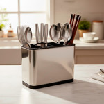 Imagen de Cubiertero 4 Reparticiones Acero-Negro 18x8.5x13cm H