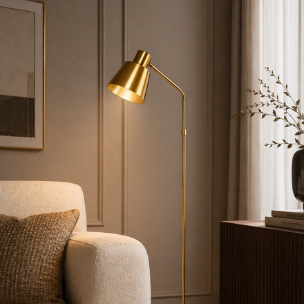 Imagen de Lampara de Pie Foco Oro 160 a 180cm H