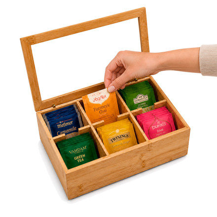 Imagen de Caja Rectangular para Té 6 Div Bambú