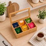 Imagen de Caja Rectangular para Té 6 Div Bamboo