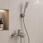 Imagen de BAÑERA Monocomando Acero Satin Plano Maneta Angulo