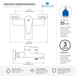 Imagen de BAÑERA Monocomando Acero Satin Plano Maneta Angulo