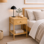 Imagen de Mesa de Luz 1 Cajón y Estante Madera Natural Bambú