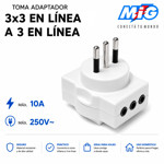 Imagen de TOMA Adaptador 3x3 en linea a 3 en linea Blanco MIG