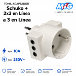 Imagen de TOMA Adaptador Schuko + 2x3 en linea a 3 en linea Blanco MIG