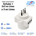 Imagen de TOMA Adaptador Schuko + 2x3 en linea a 3 en linea Blanco MIG