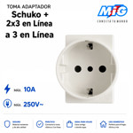 Imagen de TOMA Adaptador Schuko + 2x3 en linea a 3 en linea Blanco MIG