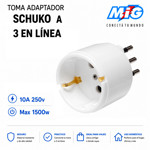 Imagen de TOMA Adaptador Schucko a 3 en linea Blanco MIG