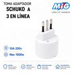 Imagen de TOMA Adaptador Schucko a 3 en linea Blanco MIG