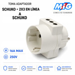 Imagen de TOMA Adaptador Schuko +2 3 en linea a Schuko Blanco MIG
