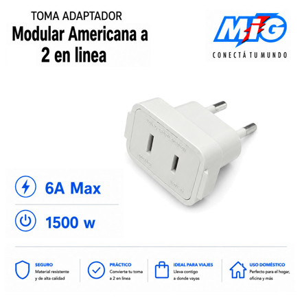 Imagen de TOMA Adaptador Americana a Ficha s/t Blanco MIG
