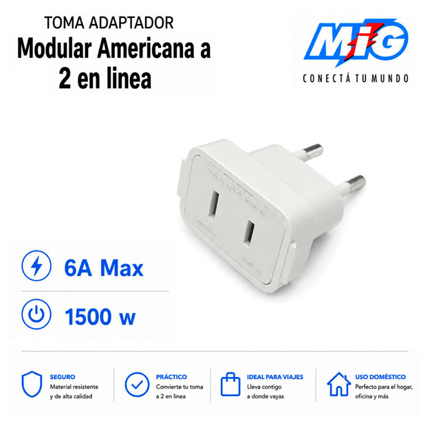 Imagen de TOMA Adaptador Americana a Ficha s/t Blanco MIG
