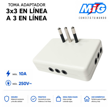 Imagen de TOMA Adaptador Derivacion Modular Bisagra 3X3 en Línea Blanco MIG