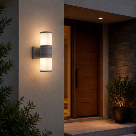 Imagen de APLIQUE Exterior 2 Luces E27 Vidrio/Aluminio Ø11cm