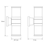 Imagen de APLIQUE Exterior 2 Luces E27 Vidrio/Aluminio Ø11cm
