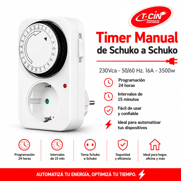 Imagen de Timer Manual - Schuko / Schuko 3500w