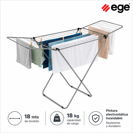 Imagen de Tendedero C/Alas de Piso Niquel Mate 182.5x55x102cm  EGE