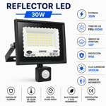 Imagen de LED Reflector 30w c/Sensor Negro Frio DENSE IP66