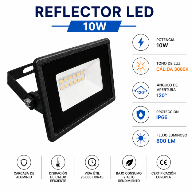 Imagen de REFLECTOR Led 10watts DENSE Calido
