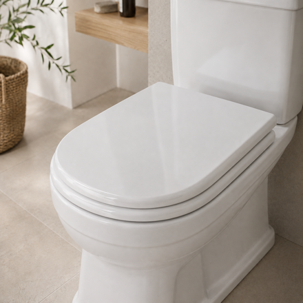 Imagen de TAPA WC Blanco Madera Laqueada Herraje Metal Cuadrada