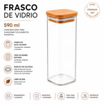 Imagen de FRASCO de Vidrio Tapa Bambu 590ml 6.5*6.5/19cm H