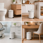 Imagen de PAPELERA Retro Blanca 5L.  21cmØ / 30cm H