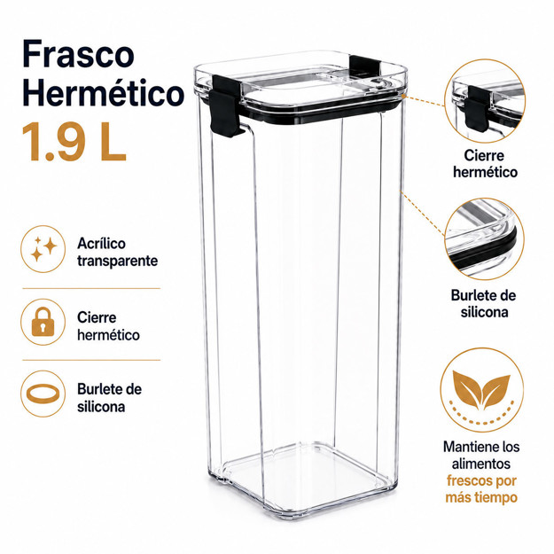 Imagen de FRASCO Hermetico 1.9Lts 11x11x27cm