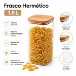 Imagen de FRASCO de Vidrio Tapa Bambu 1.5L 10.5*10.5/21cm H