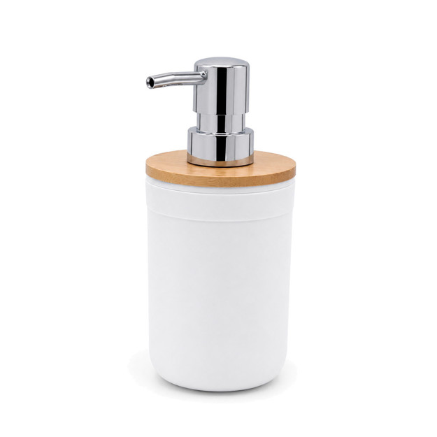 Imagen de DISPENSADOR Blanco c/Tapa Bambu 7.5Øx17cm