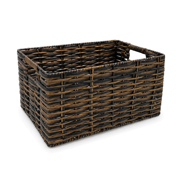 Imagen de CESTO PVC Simil Rattan Grande 31x22x16cm H