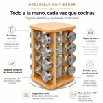 Imagen de ESPECIERO Bambu Giratorio 16pzas 16x16x27.5cm