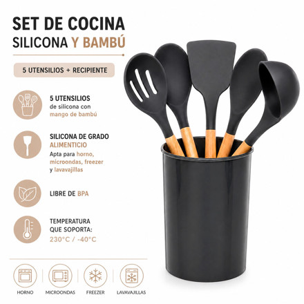 Imagen de SET 6 Pzas. Menage Silicona Gris