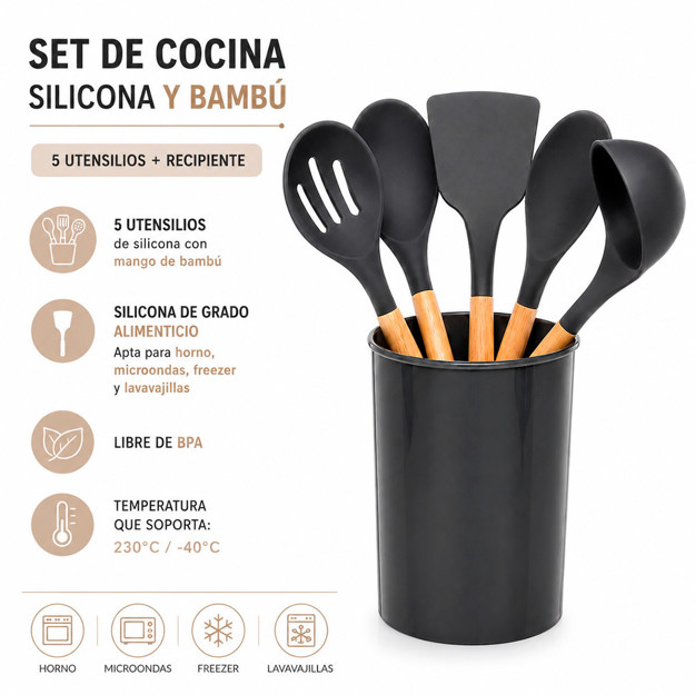 Imagen de SET 6 Pzas. Menage Silicona Gris