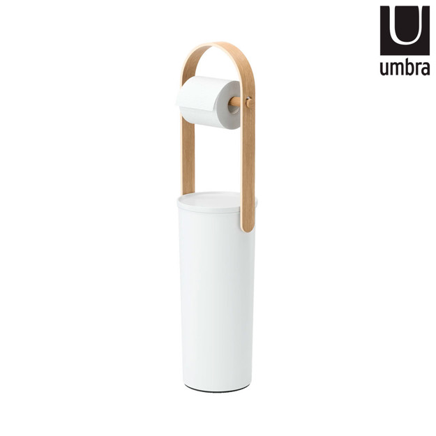 Imagen de PORTAROLLO de pie con reserva Bellwood Bco/Natural Ø18*68cm H UMBRA