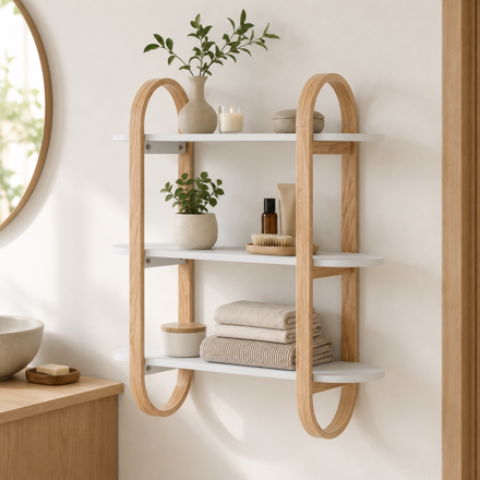 Imagen de ESTANTE x 3 Pared Bco/Nat. 65.2x23.6x74.9H cm