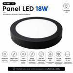 Imagen de PANEL LED Redondo Negro 18w Frio Ø22cm